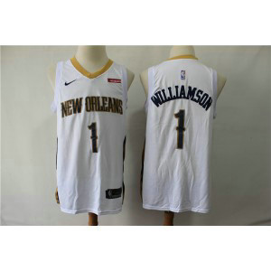 NBA Pelicans 1 Zion Williamson White Nike Men Jersey