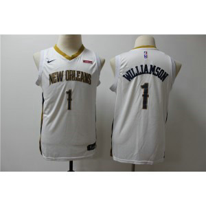 NBA Pelicans 1 Zion Williamson White Nike Swingman Youth Jersey