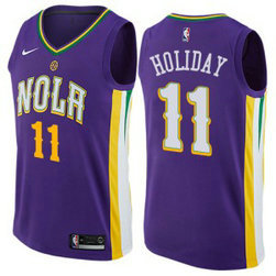 NBA Pelicans 11 Jrue Holiday Purple Mardi Gras Pride Nike Men Jersey