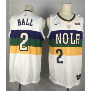 NBA Pelicans 2 Lonzo Ball White City Edition Nike Men Jersey