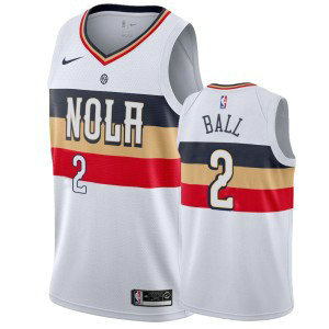 NBA Pelicans 2 Lonzo Ball White Earned Edition Nike Men Jersey