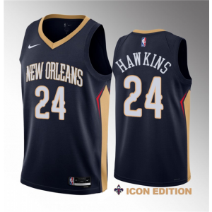 NBA Pelicans 24 Jordan Hawkins Navy 2023 Draft Icon Edition Nike Men Jersey