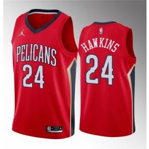 NBA Pelicans 24 Jordan Hawkins Red 2023 Draft Statement Edition Jordan Men Jersey