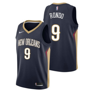 NBA Pelicans 9 Rajon Rondo Navy Nike Swingman Men Jersey