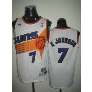 NBA Phoenix Suns 7 K Johnson Throwback White Men Jersey