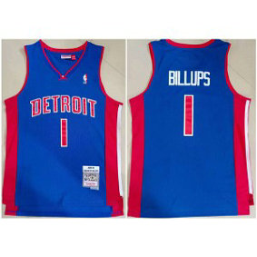NBA Pistons 1 Chauncey Billups 2003-04 Blue Throwback Men Jersey