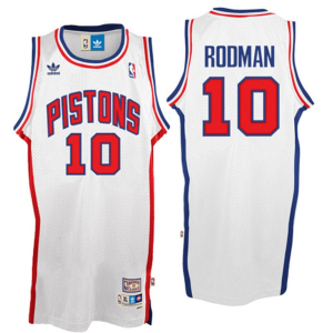NBA Pistons 10 Dennis Rodman White Hardwood Classic Throwback Jersey