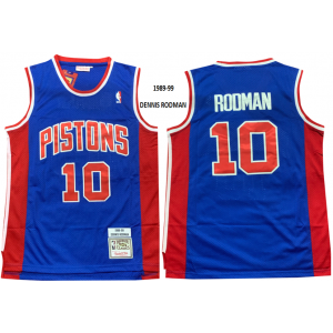 NBA Pistons 10 Rodman Blue Throwback Men Jersey