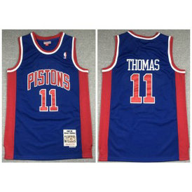 NBA Pistons 11 Isiah Thomas Blue 1988-89 Hardwood Classics Men Jersey
