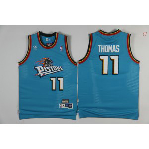 NBA Pistons 11 Isiah Thomas Blue Hardwood Classics Mesh Men Jersey