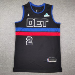 NBA Pistons 2 Cade Cunningham Black Jordan Men Jersey