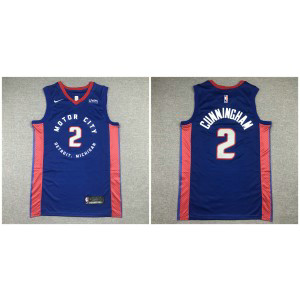 NBA Pistons 2 Cade Cunningham Blue White Nike Men Jersey