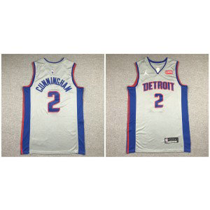 NBA Pistons 2 Cade Cunningham Grey Jordan Men Jersey