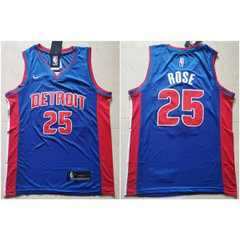 NBA Pistons 25 Derrick Rose Blue Nike Men Jersey