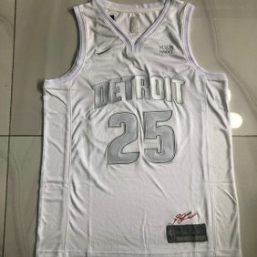 NBA Pistons 25 Derrick Rose White Nike Men Jersey