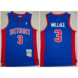 NBA Pistons 3 Ben Wallace 2003-04 Blue Throwback Men Jersey
