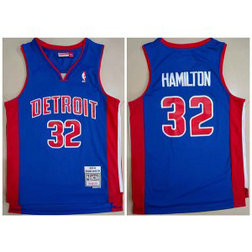 NBA Pistons 32 Richard Hamilton 2003-04 Blue Throwback Men Jersey