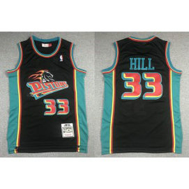 NBA Pistons 33 Grant Hill Black Throwback Men Jersey