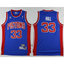 NBA Pistons 33 Grant Hill Blue Throwback Men Jersey