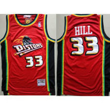 NBA Pistons 33 Grant Hill Red Hardwood Classics Men Jersey