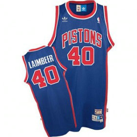 NBA Pistons 40 Bill Laimbeer Blue Throwback Adidas Men Jersey