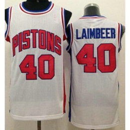 NBA Pistons 40 Bill Laimbeer White Throwback Men Jersey
