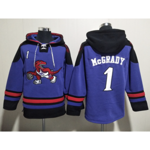 NBA Raptors 1 Tracy McGrady Purple Lace-Up Pullover Hoodie