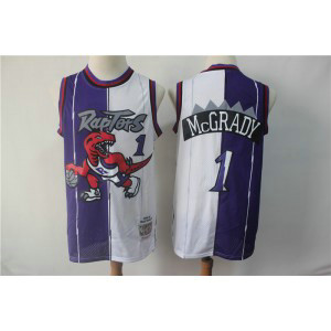 NBA Raptors 1 Tracy McGrady Purple White Retro Split Men Jersey