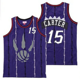 NBA Raptors 15 Vince Carter Purple Gray Logo Retro Men Jersey