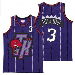 NBA Raptors 3 Chauncey Billups Purple Big Gray TR Logo Retro Men Jersey