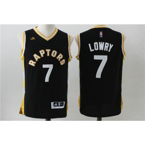 NBA Raptors 7 Kyle Lowry Black Gold Men Jersey