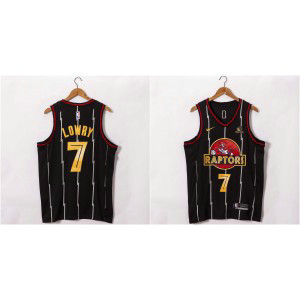 NBA Raptors 7 Kyle Lowry Black Gold Nike Men Jersey