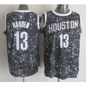 NBA Rockets 13 James Harden Black City Luminous Men Jersey