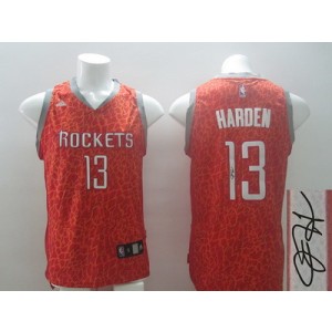 NBA Rockets 13 James Harden Red Crazy Light Autographed Men Jersey