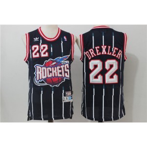 NBA Rockets 22 Clyde Drexler Navy Throwback Men Jersey