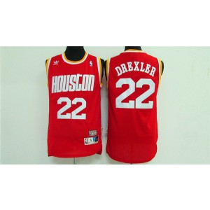 NBA Rockets 22 Clyde Drexler Red Throwback Men Jersey