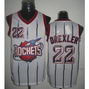 NBA Rockets 22 Clyde Drexler White Throwback Men Jersey