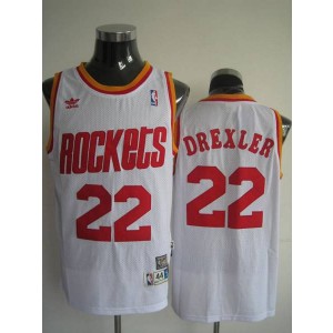 NBA Rockets 22 Clyde Drexler White Throwback Men Jersey 1