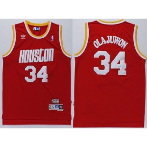NBA Rockets 34 Hakeem Olajuwon Red Throwback Men Jersey 1