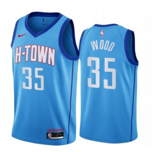 NBA Rockets 35 Christian Wood Blue City Edition Nike Men Jersey