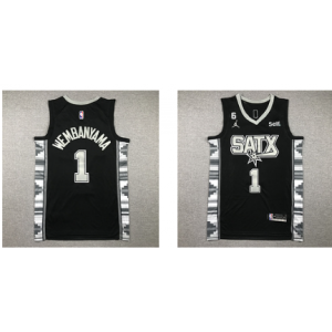 NBA Spurs 1 Victor Wembanyama Black Jordan Men Jersey
