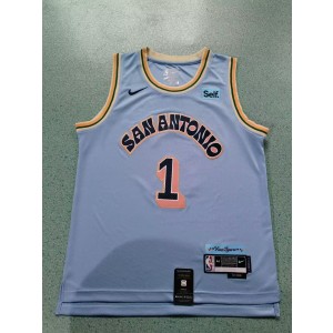 NBA Spurs 1 Victor Wembanyama Blue New City Nike Men Jersey
