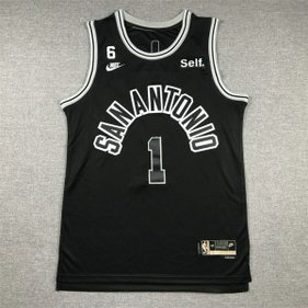 NBA Spurs 1 Wambanyama Black Nike Men Jersey