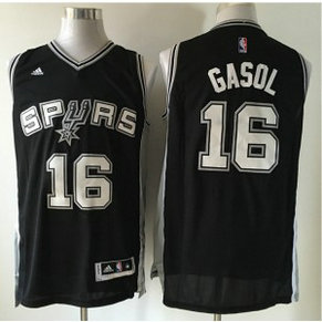 NBA Spurs 16 Pau Gasol Road Black Men Jersey