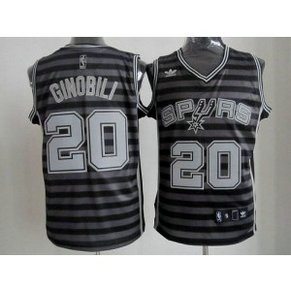 NBA Spurs 20 Manu Ginobili Black Grey Groove Men Jersey