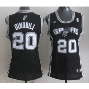 NBA Spurs 20 Manu Ginobili Black Road Women Jersey