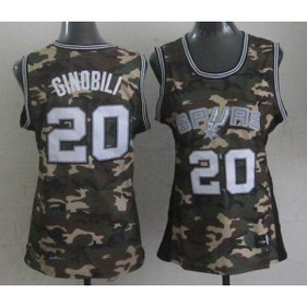 NBA Spurs 20 Manu Ginobili Camo Stealth Collection Women Jersey
