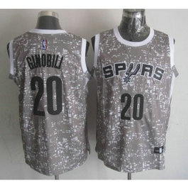 NBA Spurs 20 Manu Ginobili Gray City Luminous Men Jersey
