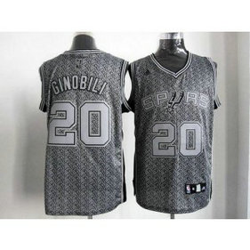 NBA Spurs 20 Manu Ginobili Grey Static Men Jersey
