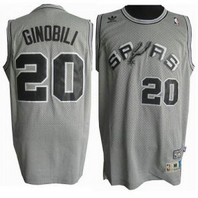 NBA Spurs 20 Manu Ginobili Grey Throwback Men Jersey